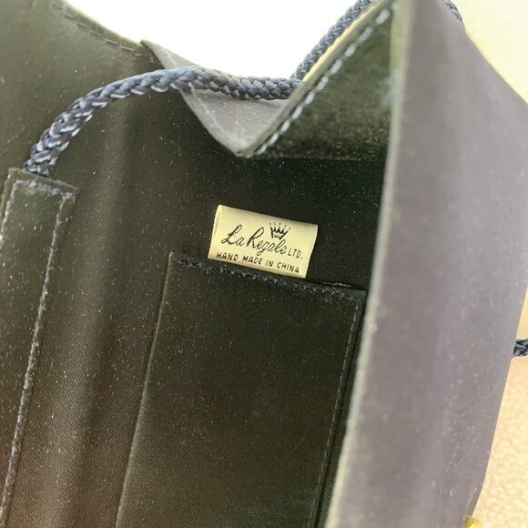 La Regale Navy Blue Fabric Rectangle Clutch Shoulder Evening Bag Purse 90’s - Picture 14 of 14